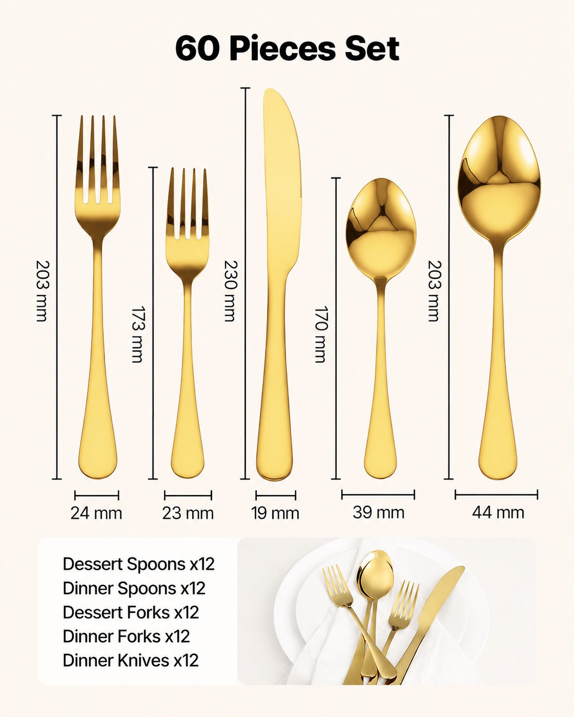 Flatware 60-Pieces for 12