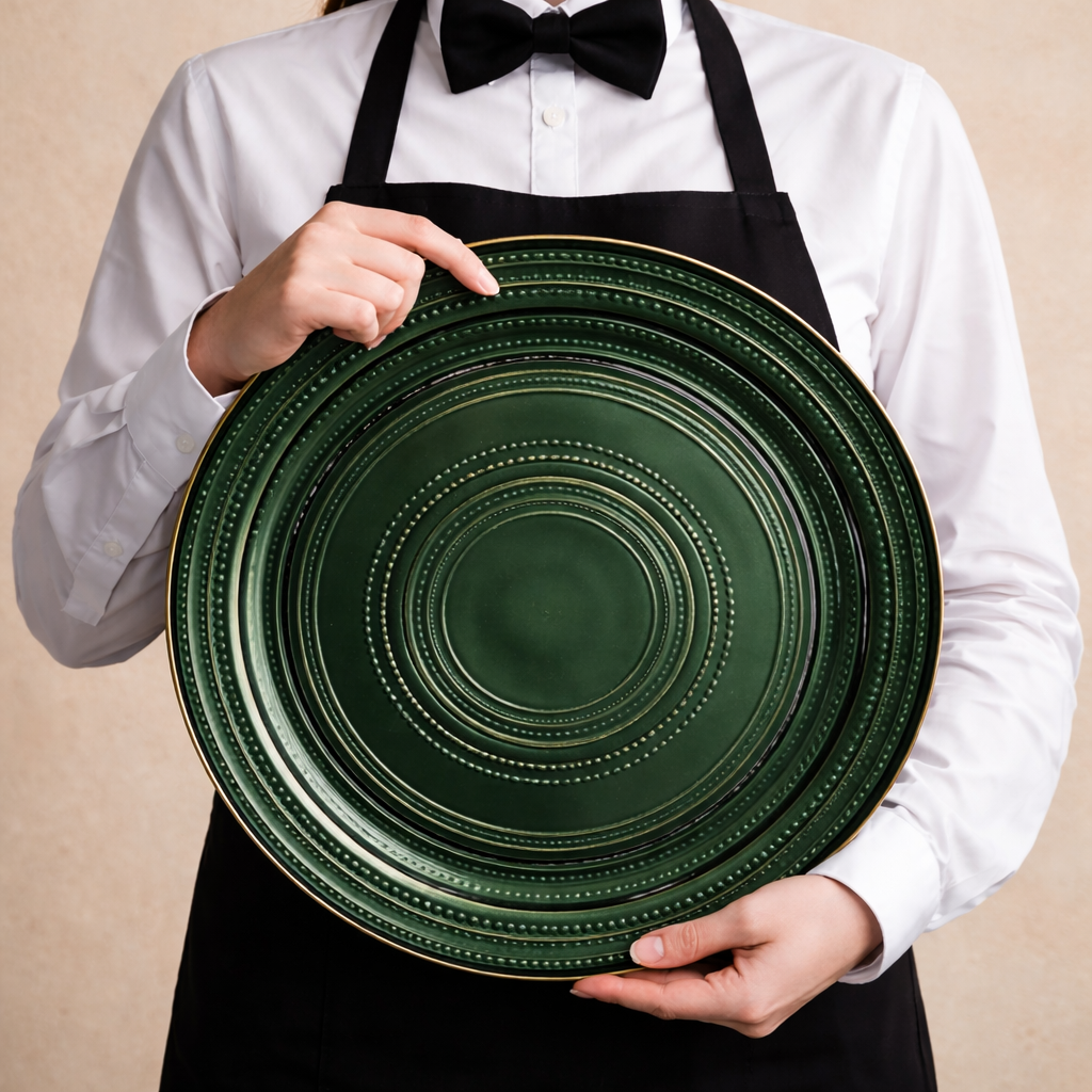 Green Leaves Charger Plate Set - 4 Pcs