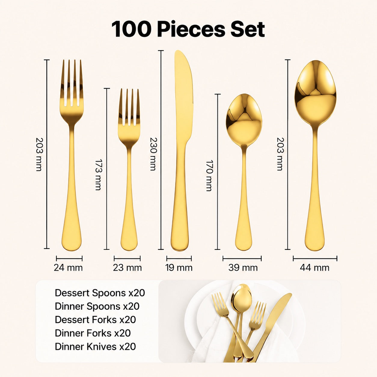 Flatware 100-Piece for 20