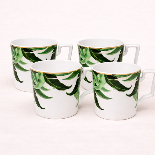 Green Leaves Mug Set - 4 Pcs