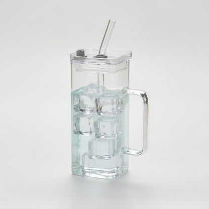 Blue Glass Straw Cup
