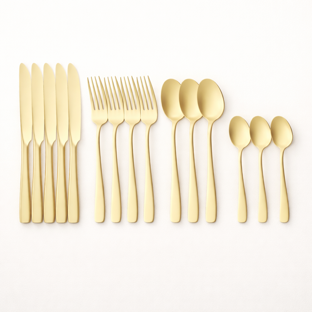 Gold Champagne Matte Cutlery (20 pcs)