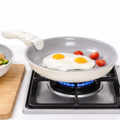 3-Pc Ceramic Cookware Set with Removable Handle