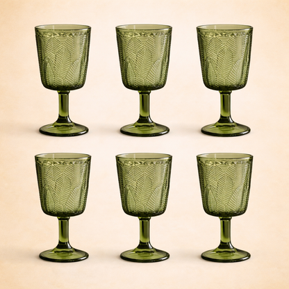 Green Leaf Glass Set – 6 Pcs