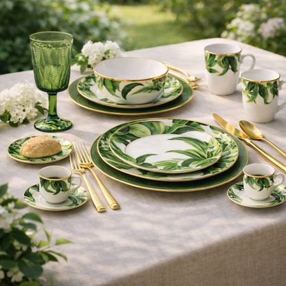 Green Leaves Charger Plate Set – 6 Pcs
