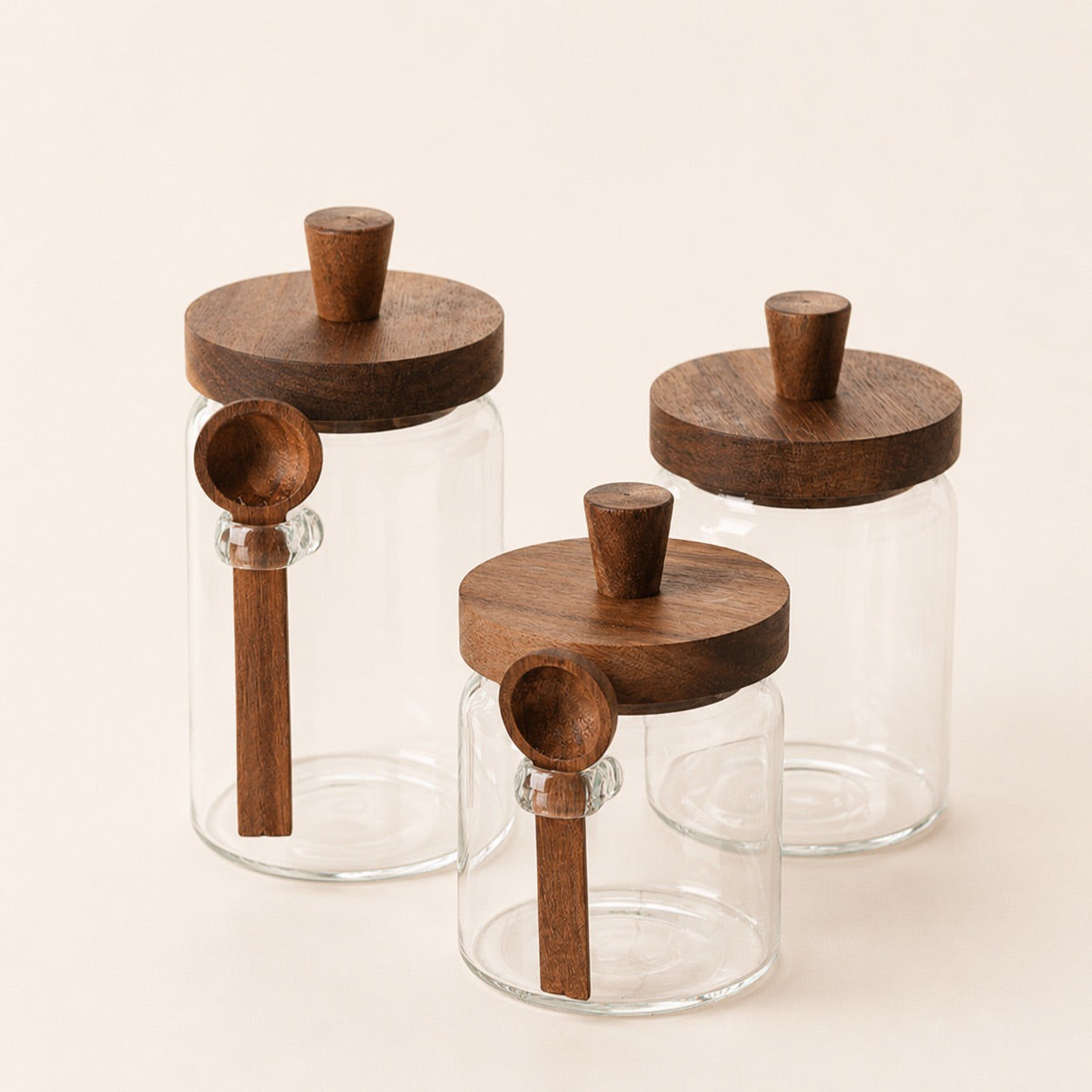 Glass Jar Set With Spoons