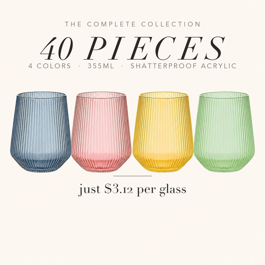 40-piece Origami acrylic glass set - 4 colors, just $3.12 per glass